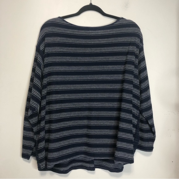 Chaps Cotton Boatneck Striped Long Sleeve Top, size 1X - Picture 9 of 13